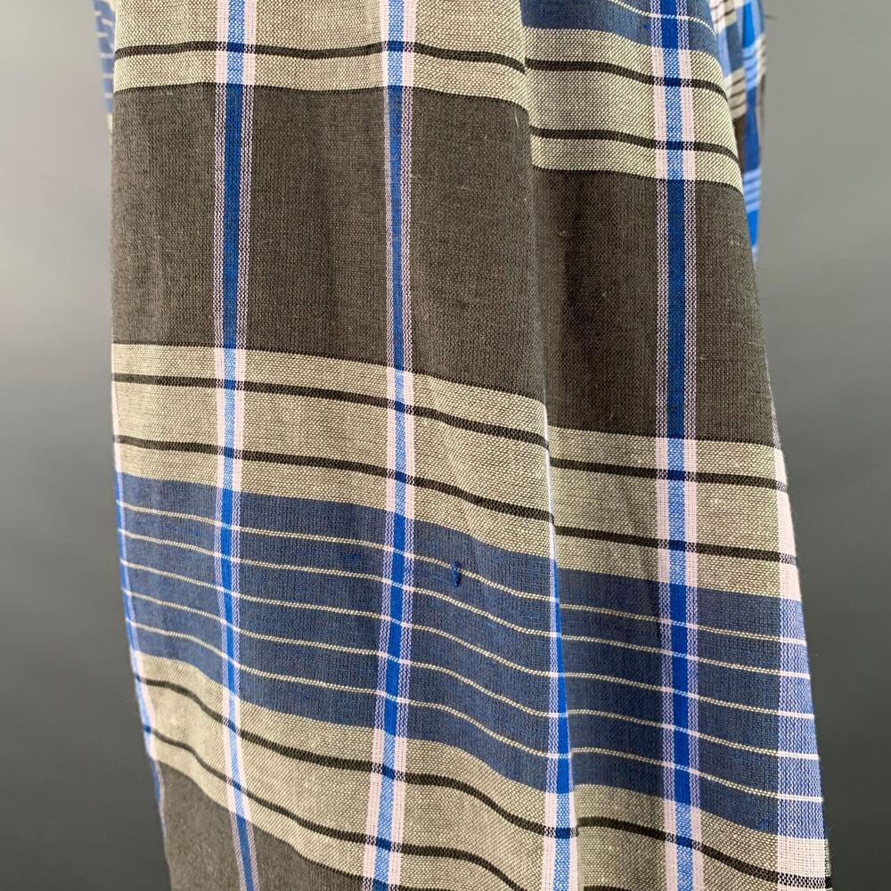 NICHOLAS DALEY Size M Blue Brown Plaid Cotton Side Ties Shirt Jacket - Picture 6 of 10